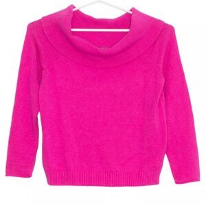 Anthropologie Vibrant Pink Cowl Neck Sweater